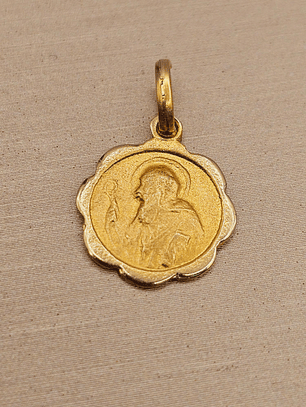 Colgante medalla San Benito 1.3 cm 1.3 grs Oro 18k