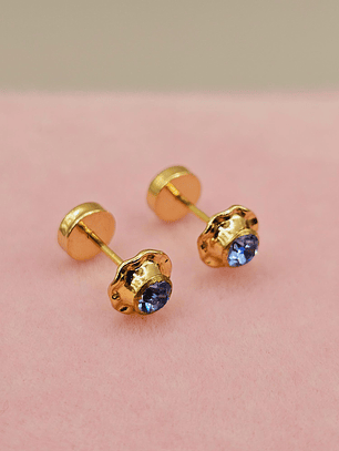 Aros abridores aguamarina 6 mm Oro 14k