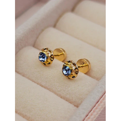Aros abridores aguamarina 6 mm Oro 14k