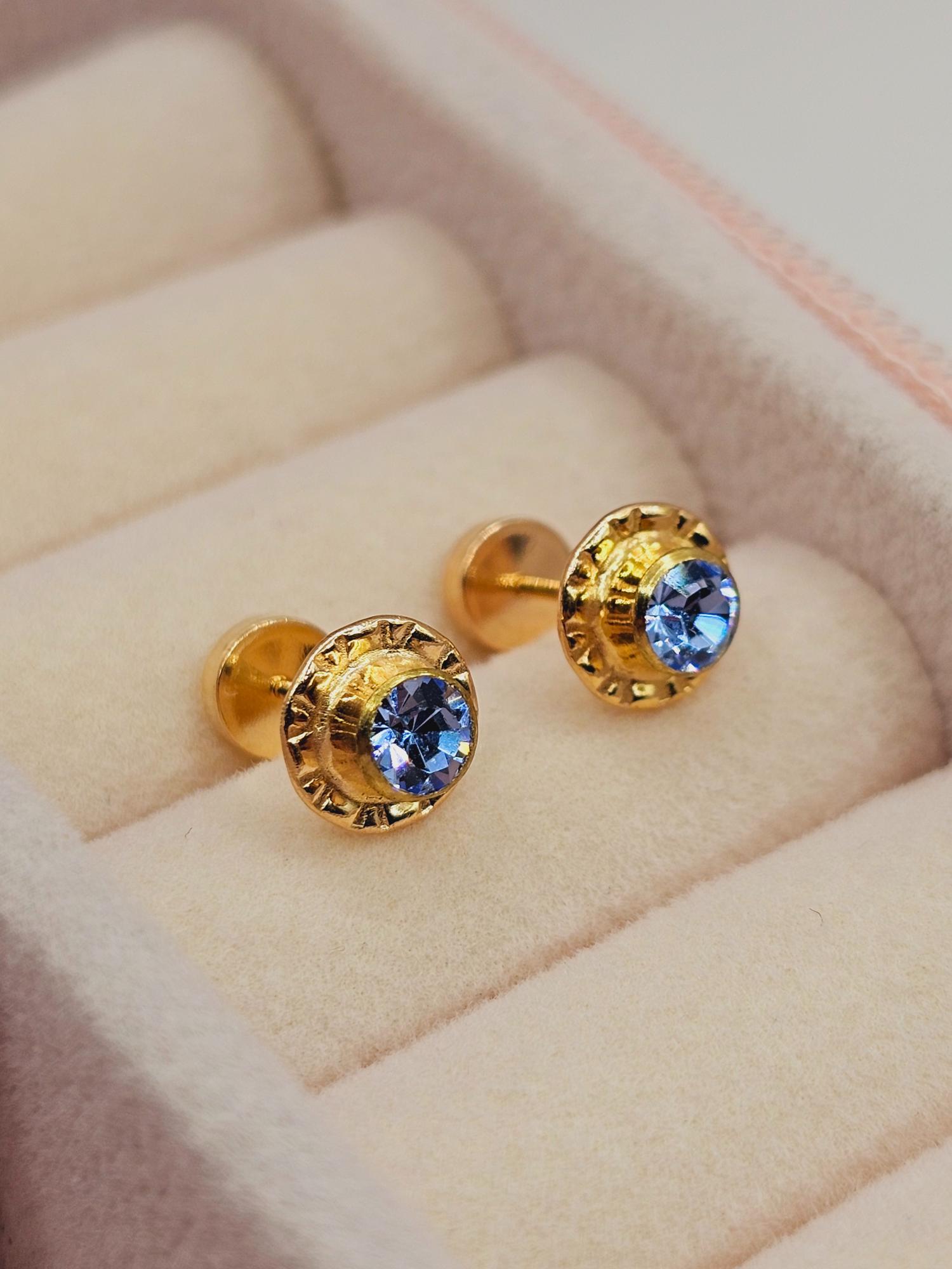 Aros abridores flor aguamarina 7 mm Oro 14k 1