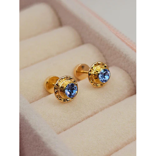 Aros abridores flor aguamarina 7 mm Oro 14k