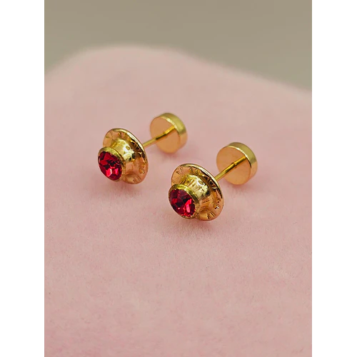 Aros abridores flor rubí 7 mm Oro 14k