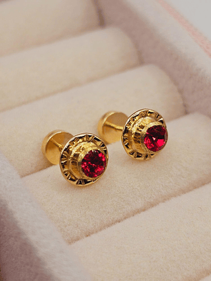 Aros abridores flor rubí 7 mm Oro 14k