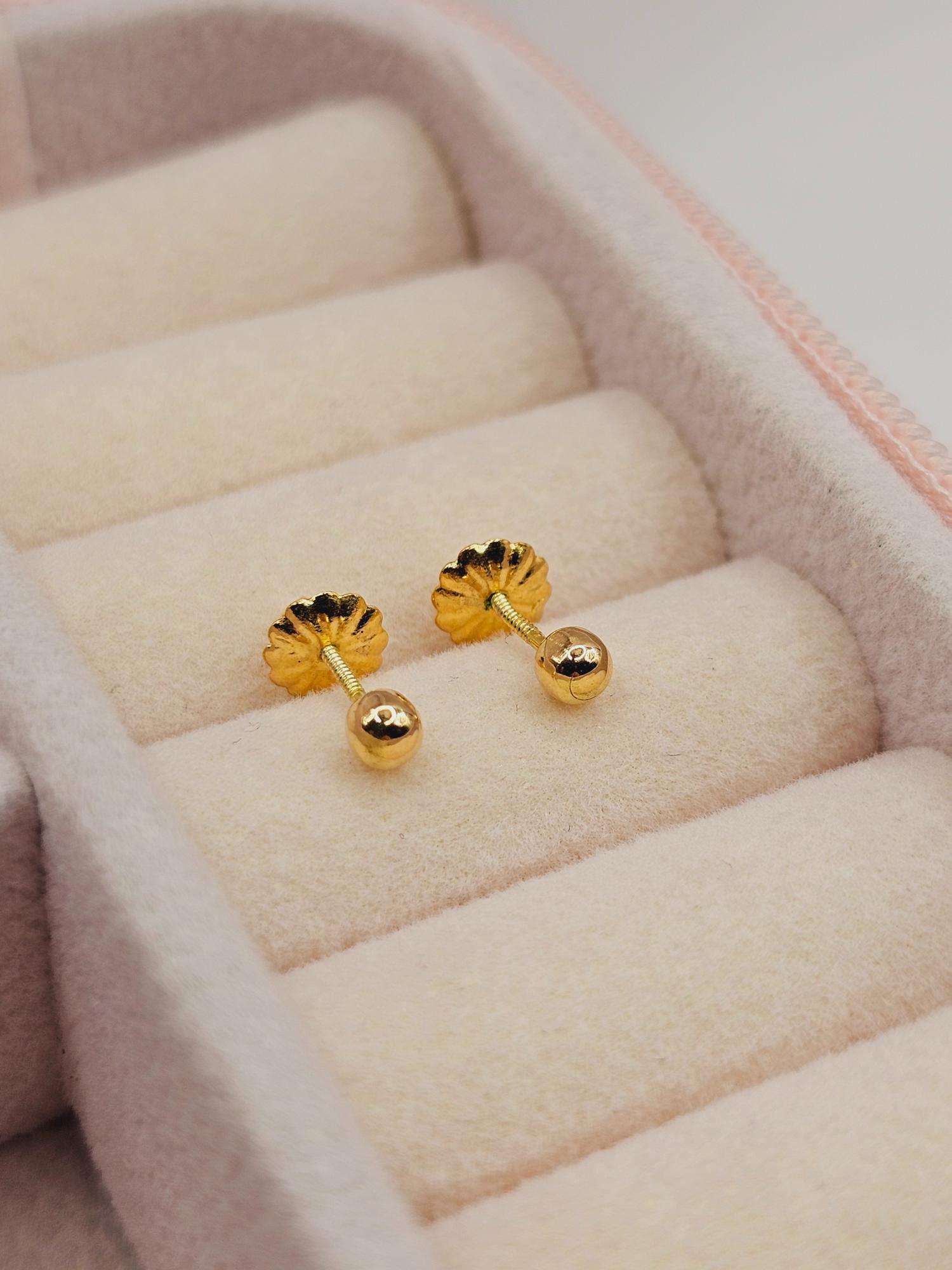 Aros bolita 3 mm Oro 18k 1