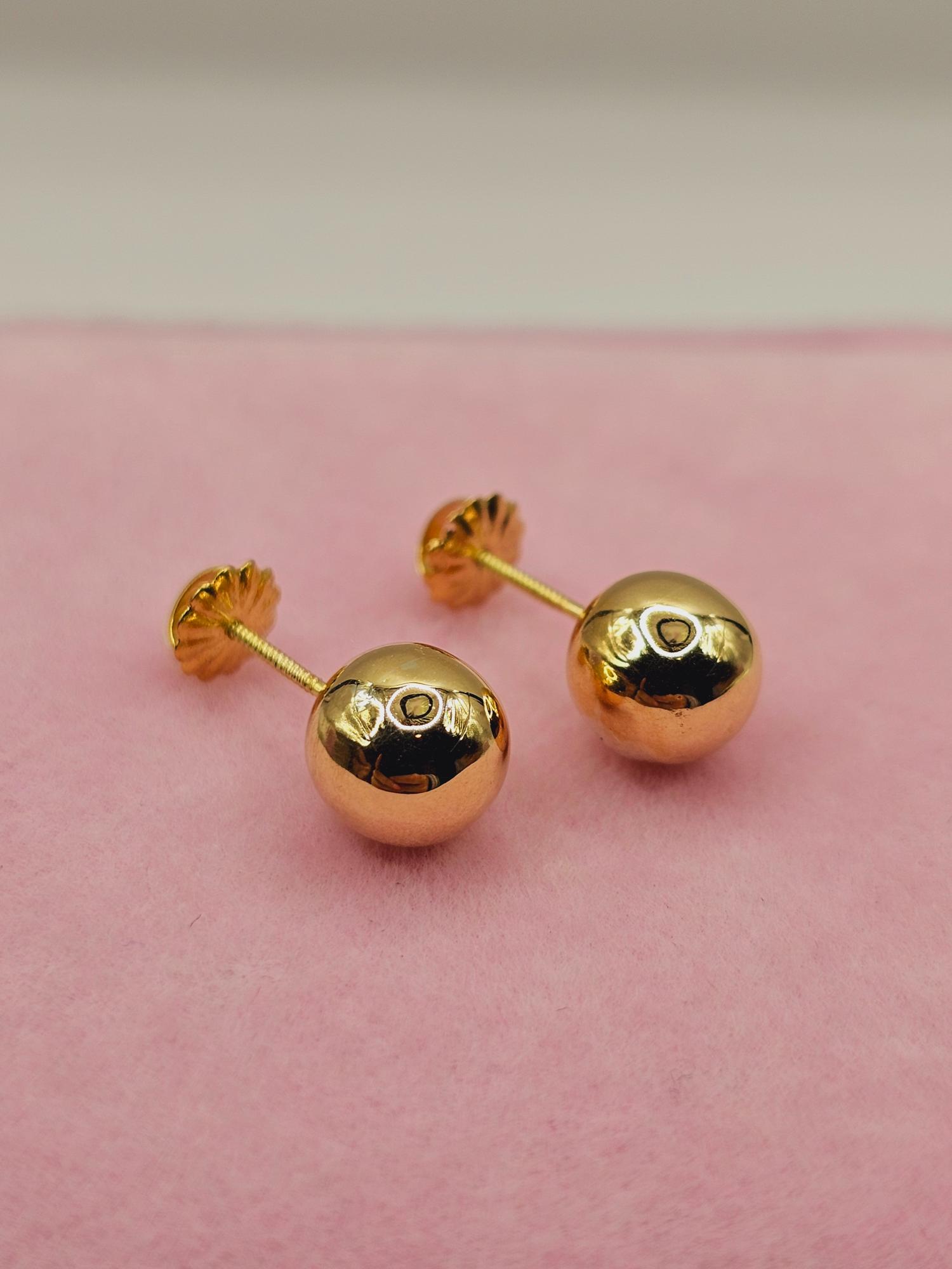 Aros bolita 8 mm Oro 18k 3