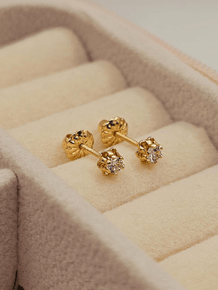 Aros chaton italiano rosa de Francia 4 mm 0.7 grs Oro 18k