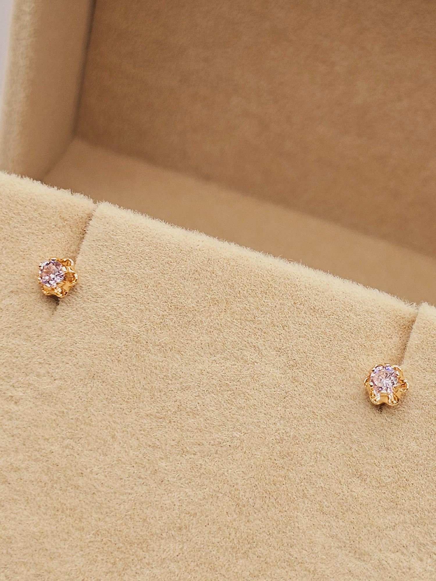 Aros chaton italiano rosa de Francia 4 mm 0.7 grs Oro 18k 4