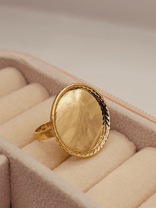 Anillo tazo redondo 2 cm 3.5 grs Oro 18k