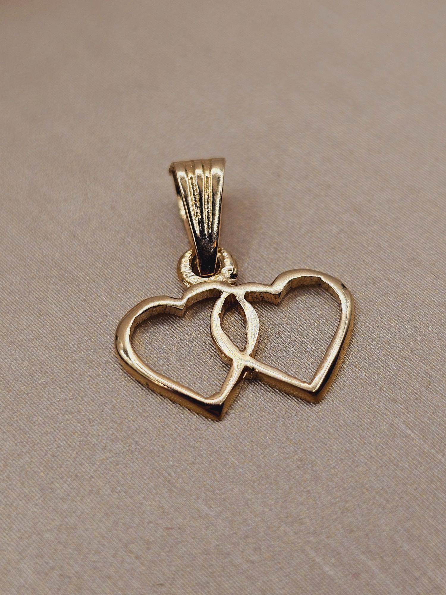 Colgante silueta doble corazón 1.7 cm 0.9 grs Oro 18k 2