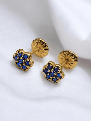 Aros roseta zafiro 6 mm 1.1 grs Oro 18k