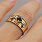 Anillo rombos zafiro y circones 3.4 grs Oro 18k - Miniatura 3