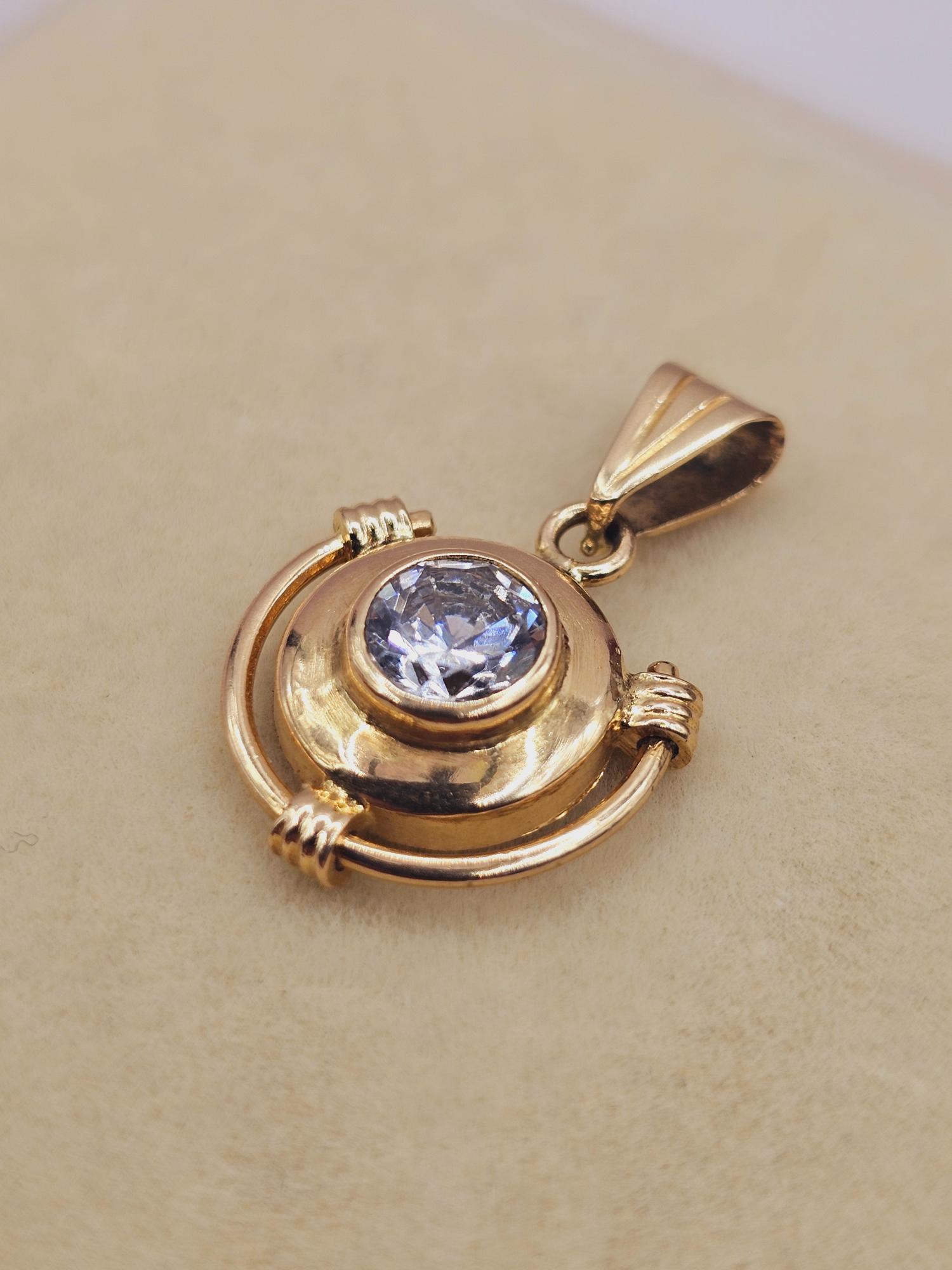 Colgante Punto de luz circón 2.2 cm 2 grs Oro 18k 4