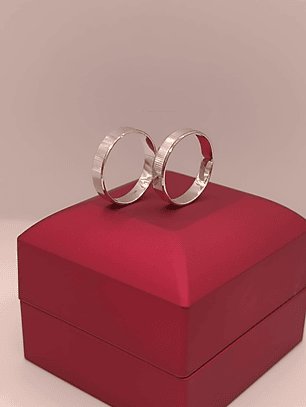 Argollas de matrimonio talladas mil rayas 4 mm 6 grs Oro blanco 18k