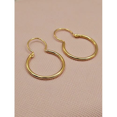 Aros argolla con gancho 2.8 cm 1.6 grs Oro 18k