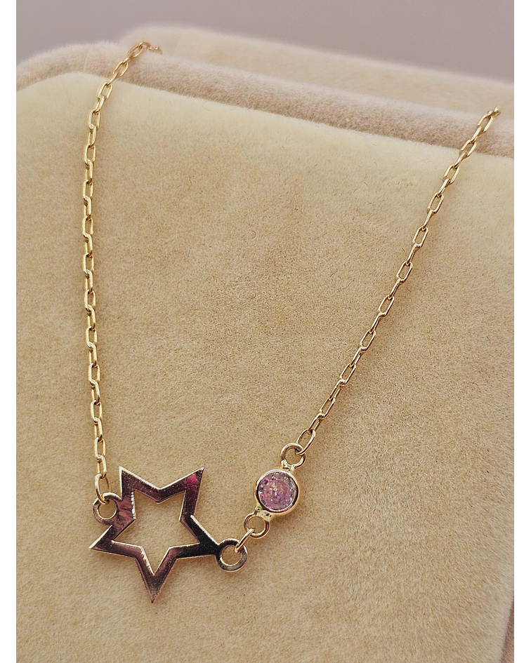 Pulsera estrella punto de luz 18 cm 1.6 grs Oro 18k