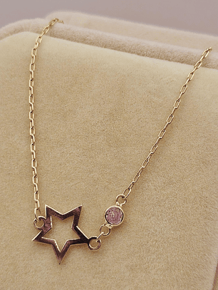 Pulsera estrella punto de luz 18 cm 1.6 grs Oro 18k