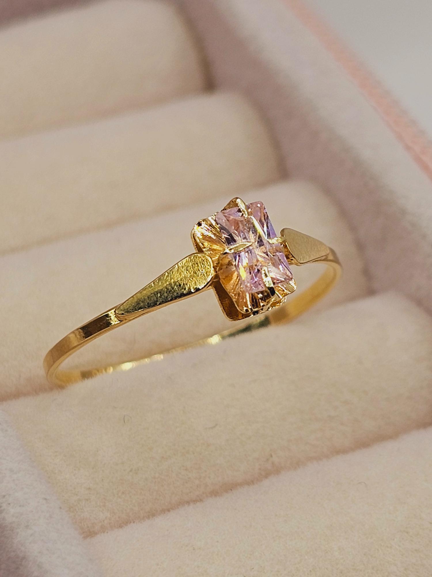 Anillo chatón rosa de Francia 1.5 grs Oro 18k 5