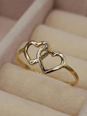 Anillo doble corazón 1.6 grs Oro 18k