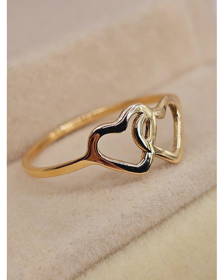 Anillo doble corazón 1.6 grs Oro 18k