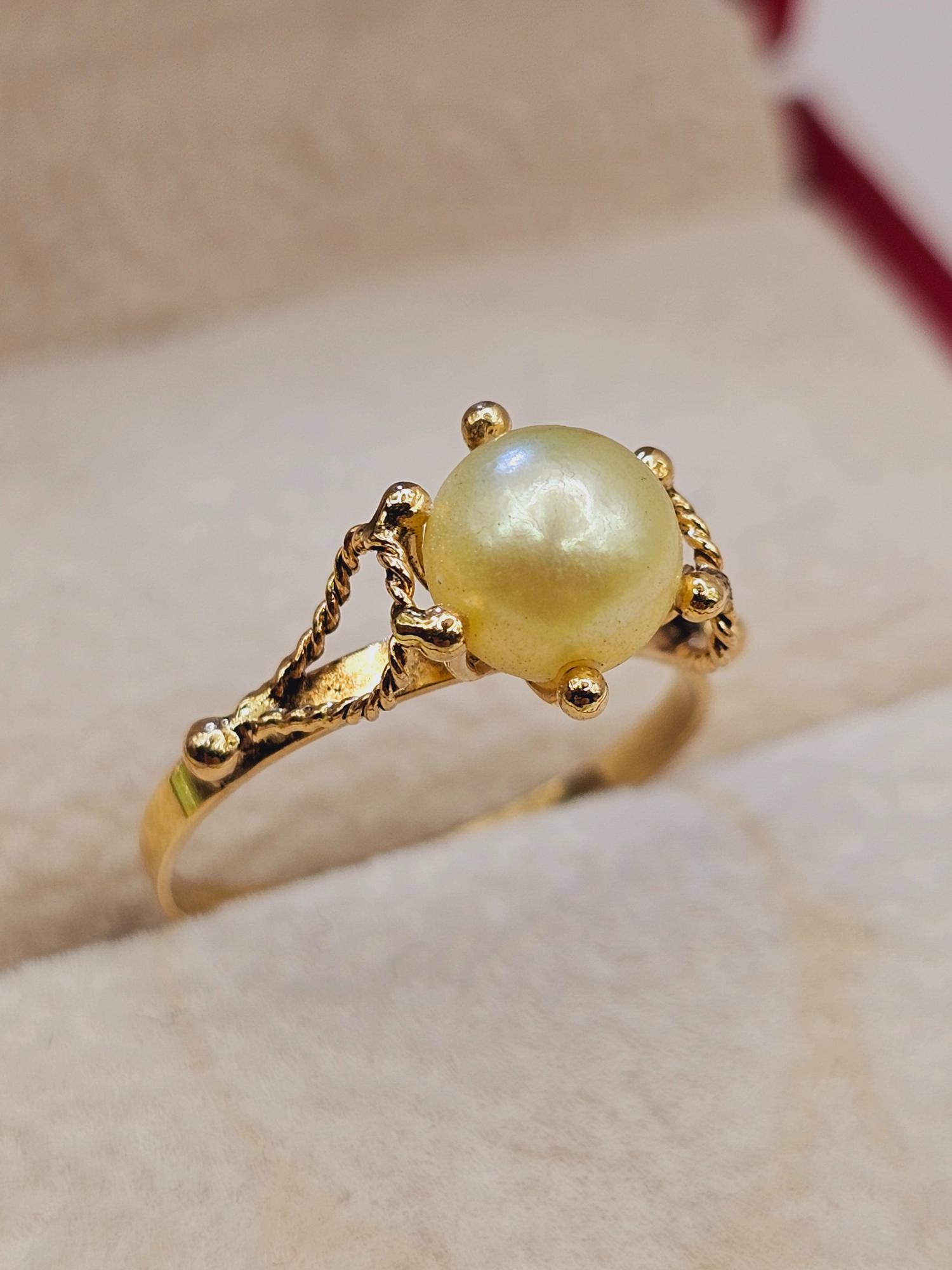 Anillo perla cultivada pistilo 1.8 grs Oro 18k 4