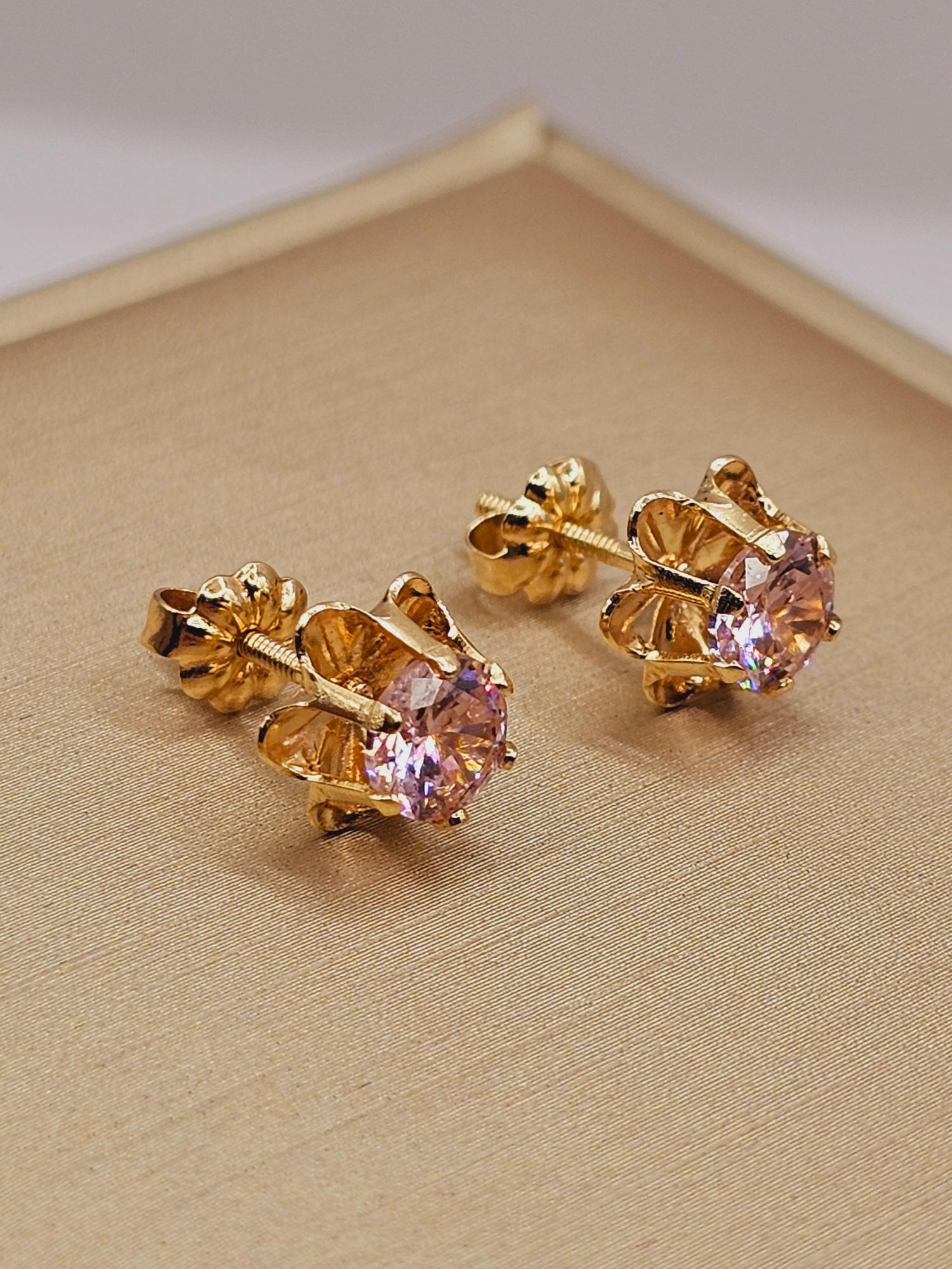 Aros chaton italiano rosa de Francia 9 mm 2.1 grs Oro 18k 2