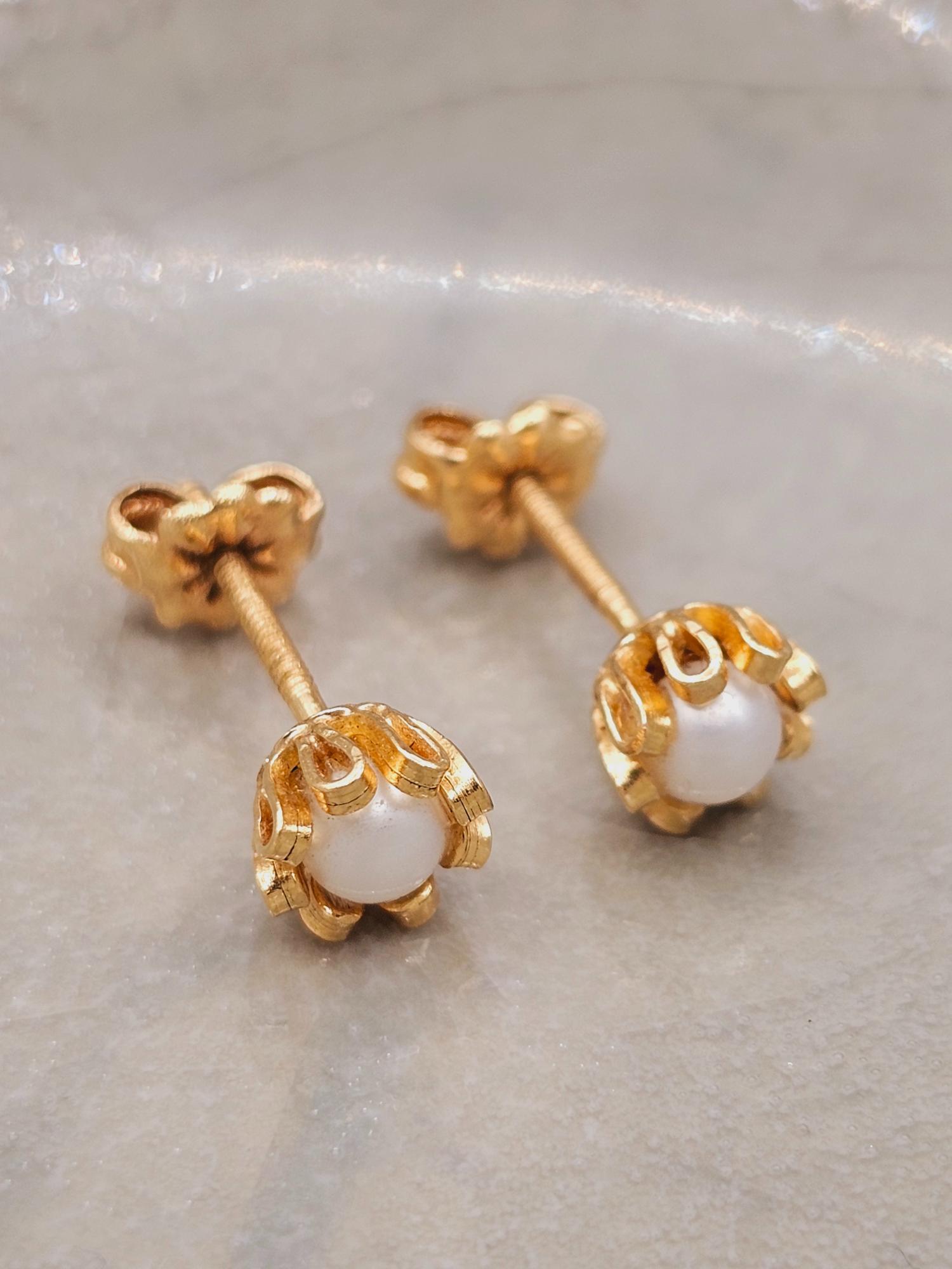 Aros perla cultivada cuello de payaso 6.5 cm 1.8 grs Oro 18k 4