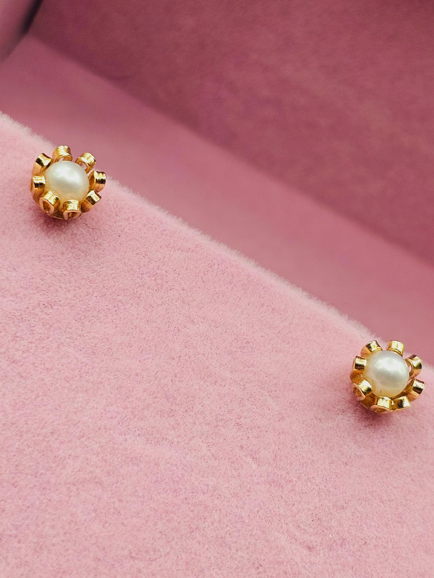 Aros perla cultivada cuello de payaso 6.5 cm 1.8 grs Oro 18k 6