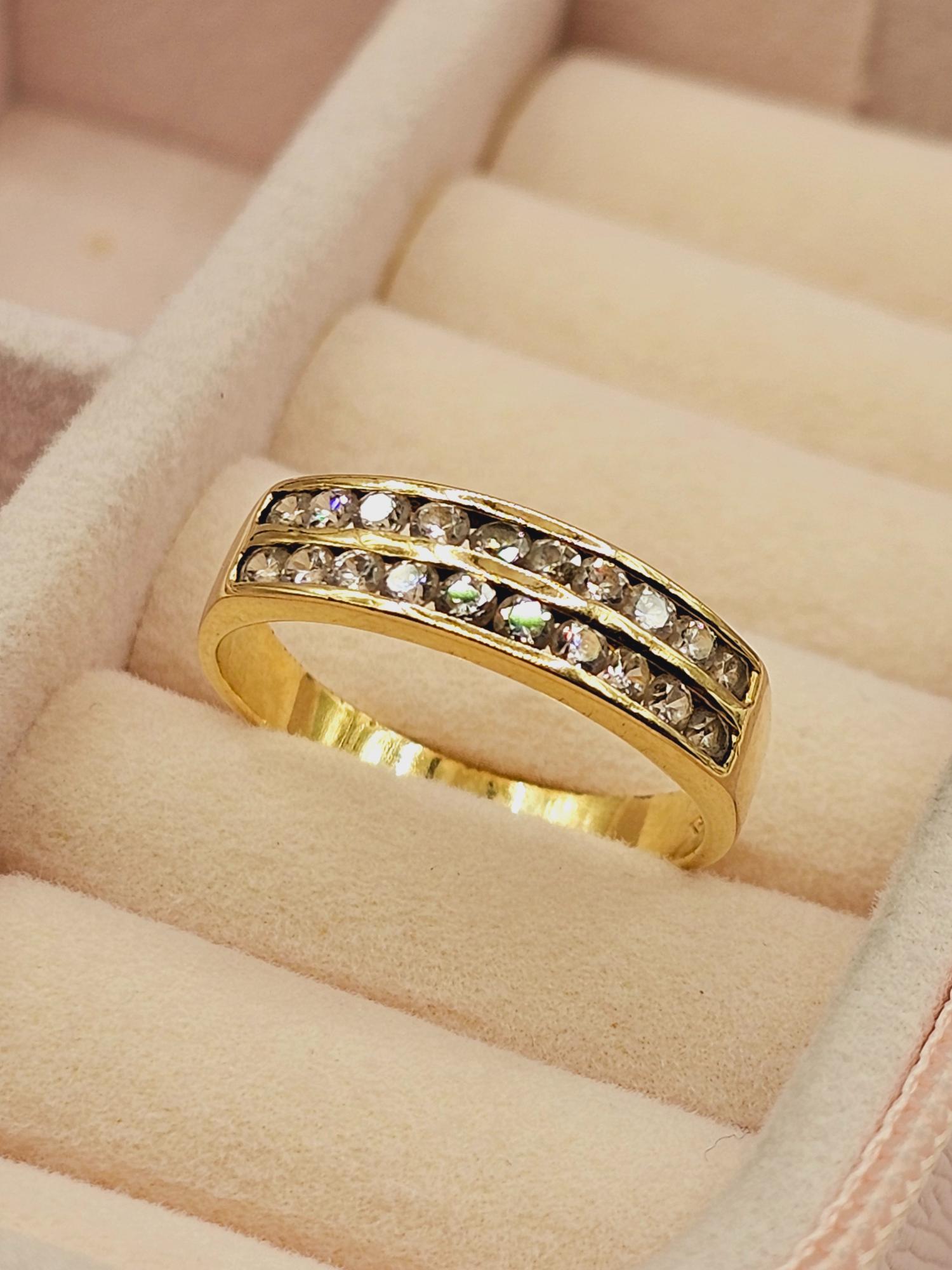 Anillo doble cintillo circones 3.5 grs Oro 18k  4