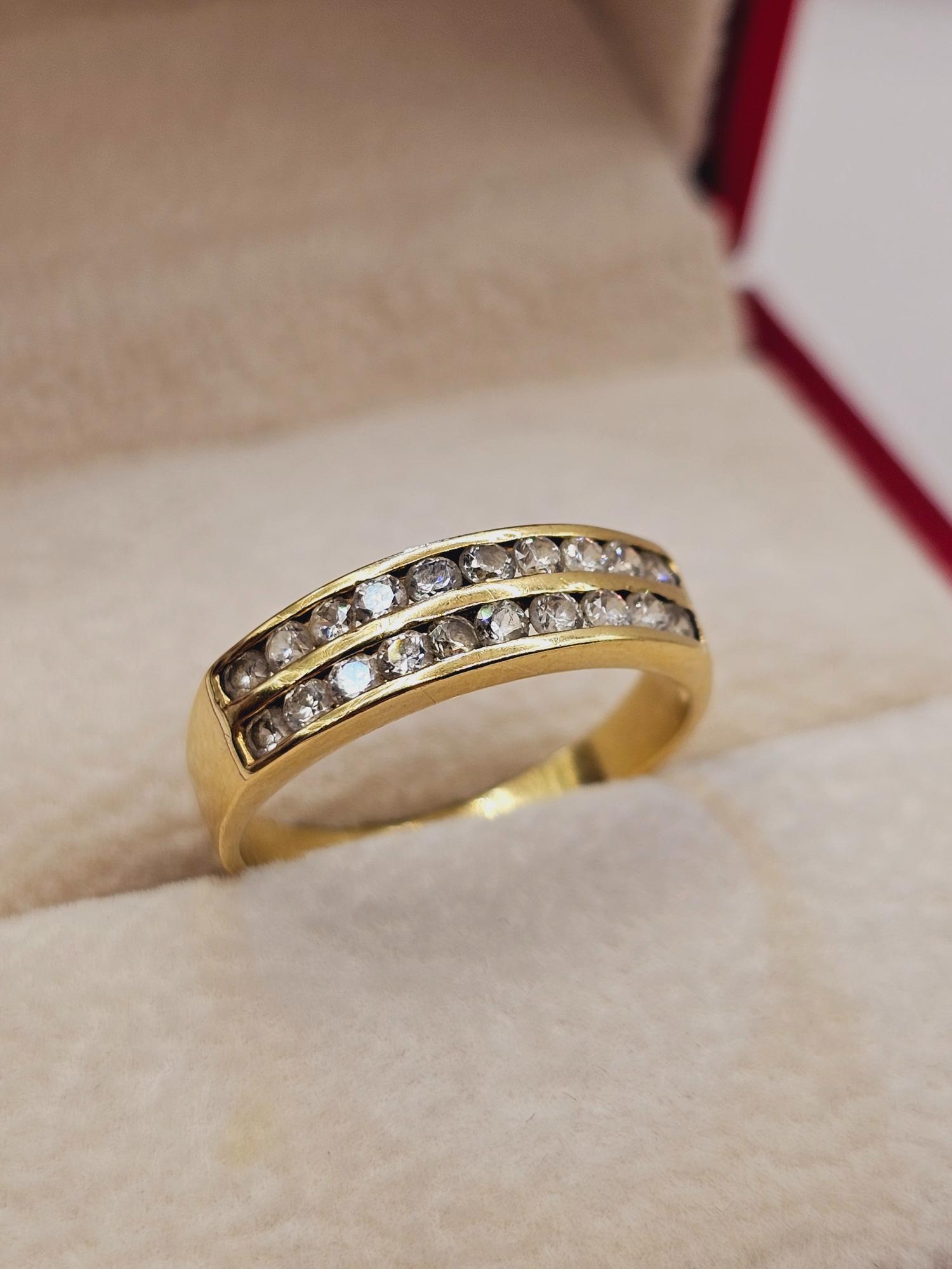 Anillo doble cintillo circones 3.5 grs Oro 18k  1