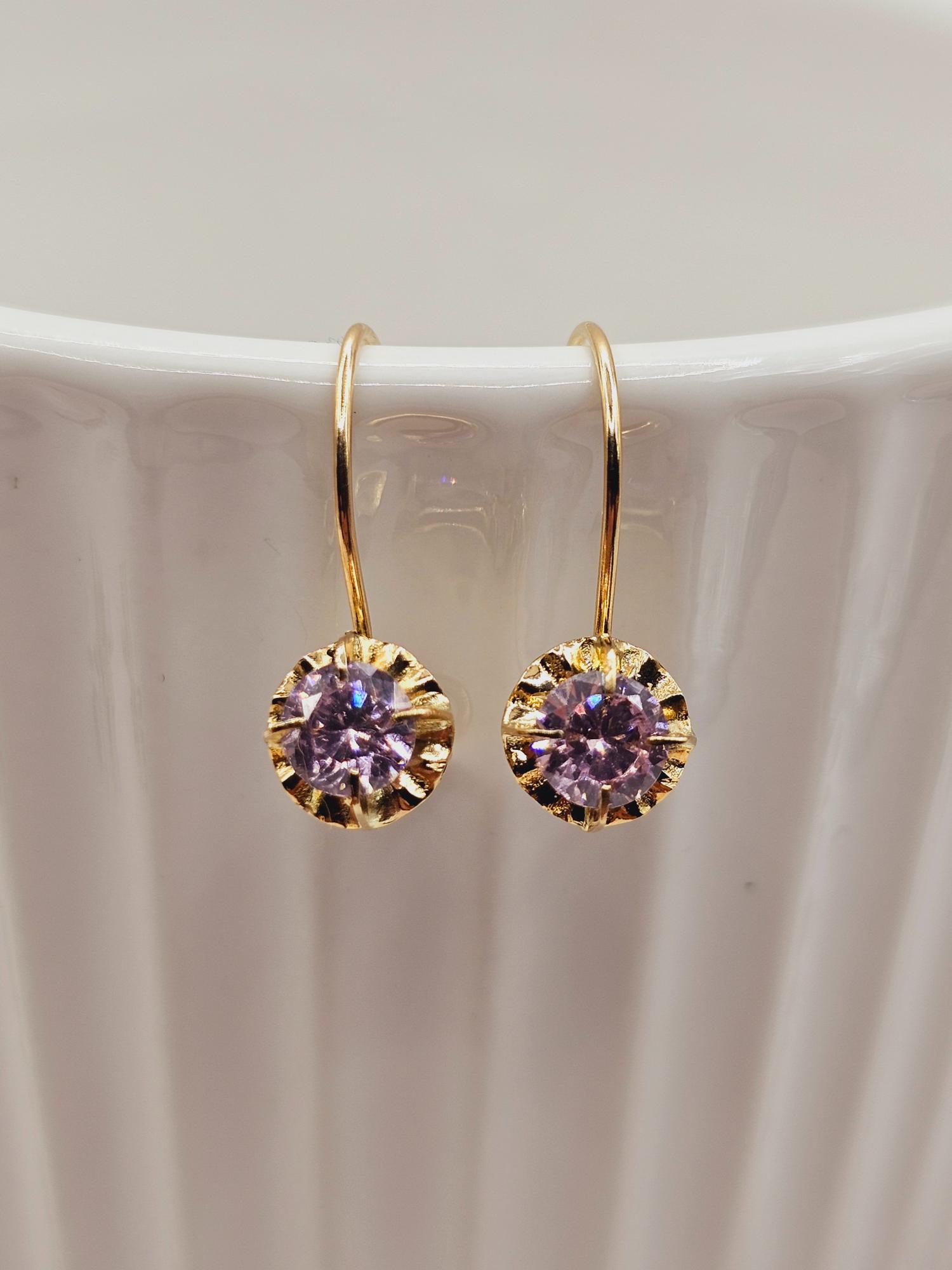 Aros chaton colgante rosa de Francia 2 cm 1.9 grs Oro 18k 1