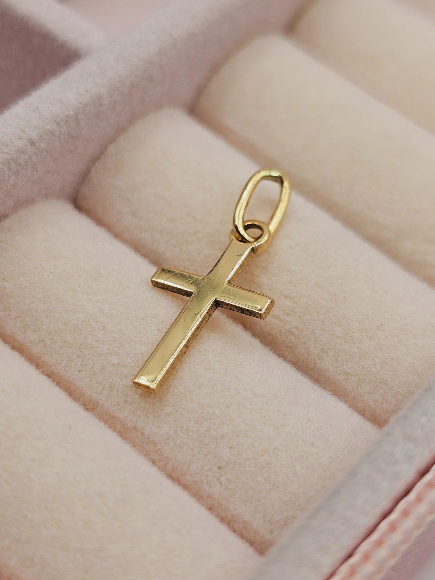 Colgante Cruz palito 2 cm 0.6 grs Oro 18k 2