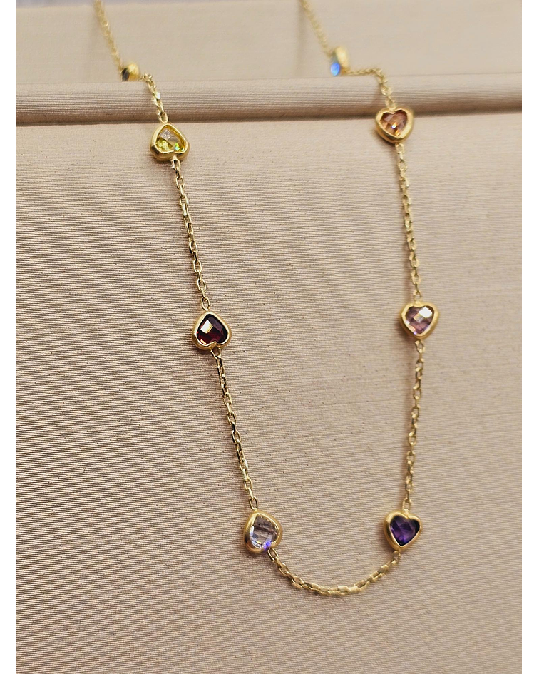 Pulsera corazones piedras 21 cm ajustables 1.6 grs Oro 18k