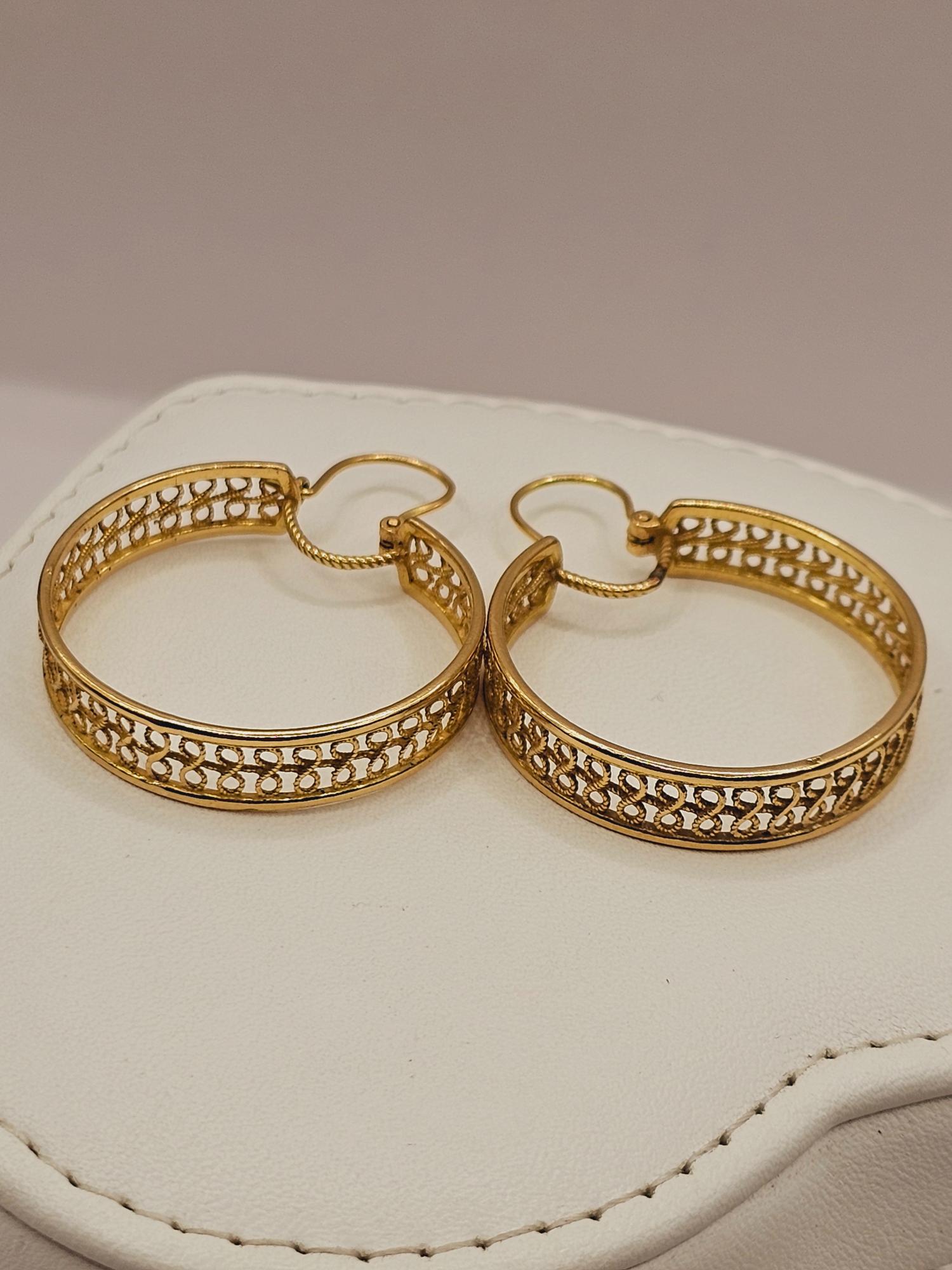 Aros filigrana 3 cm 8 grs Oro 18k 2