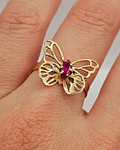 Anillo Mariposa rubí 2.1 grs Oro 18k 