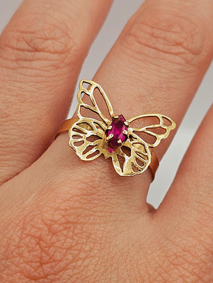 Anillo Mariposa rubí 2.1 grs Oro 18k 