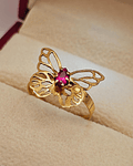 Anillo Mariposa rubí 2.1 grs Oro 18k 