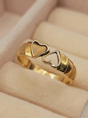 Anillo dos corazones 2.3 grs Oro 18k 
