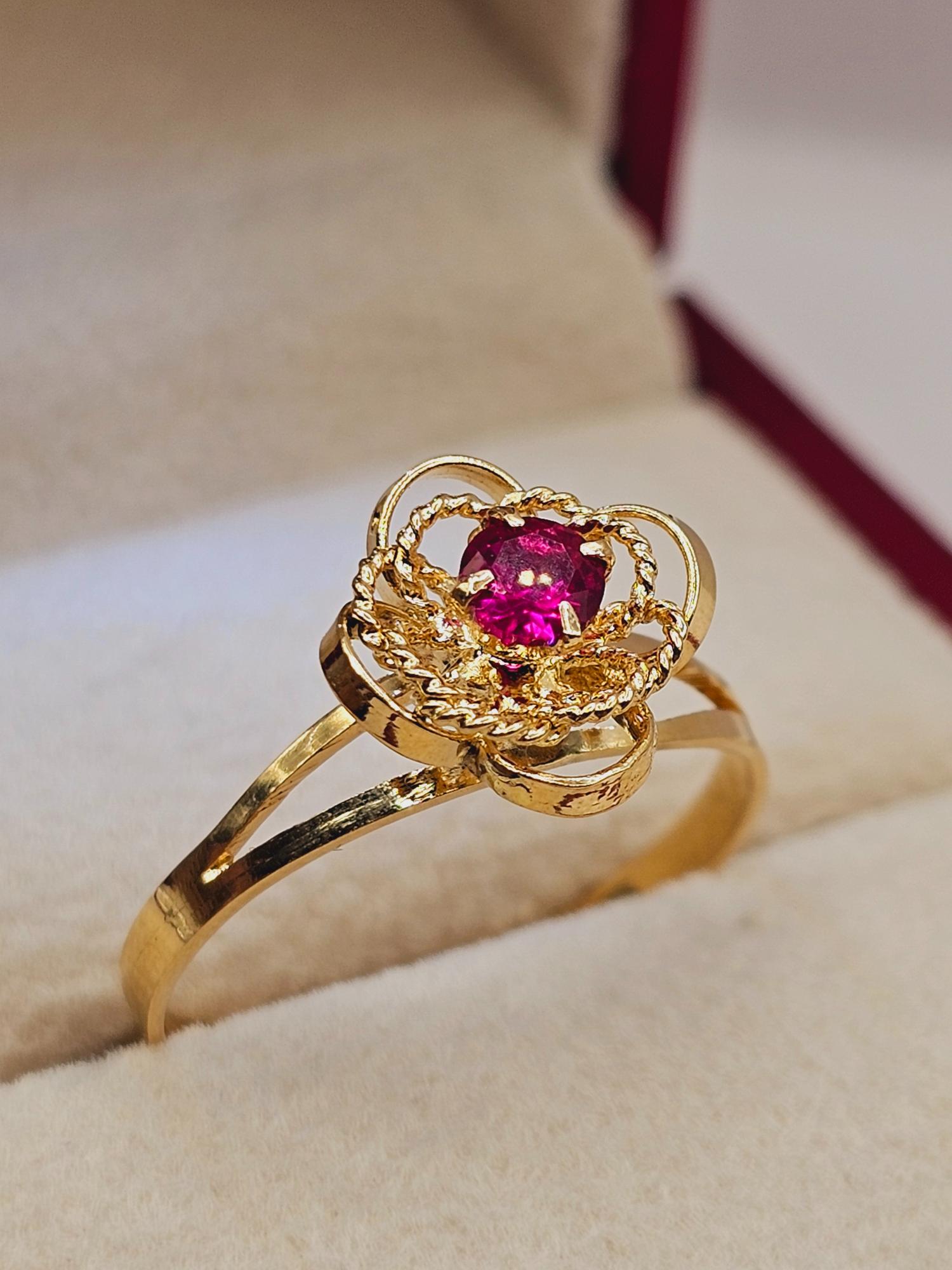 Anillo doble flor rubí 2.3 grs Oro 18k 1