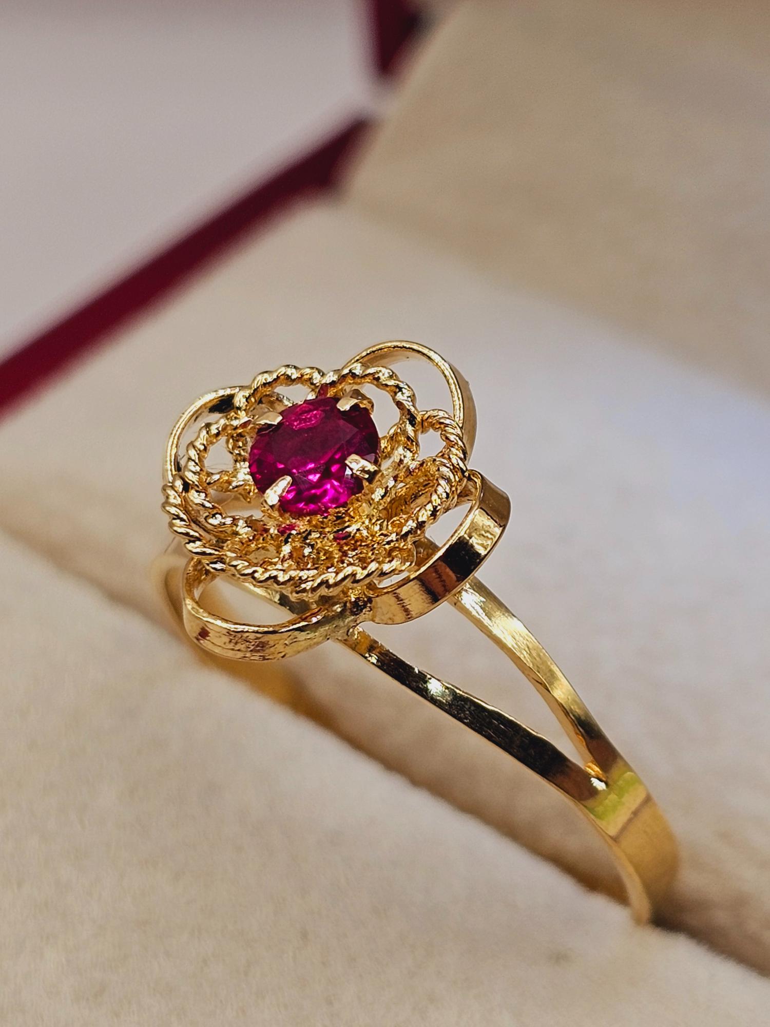 Anillo doble flor rubí 2.3 grs Oro 18k 3