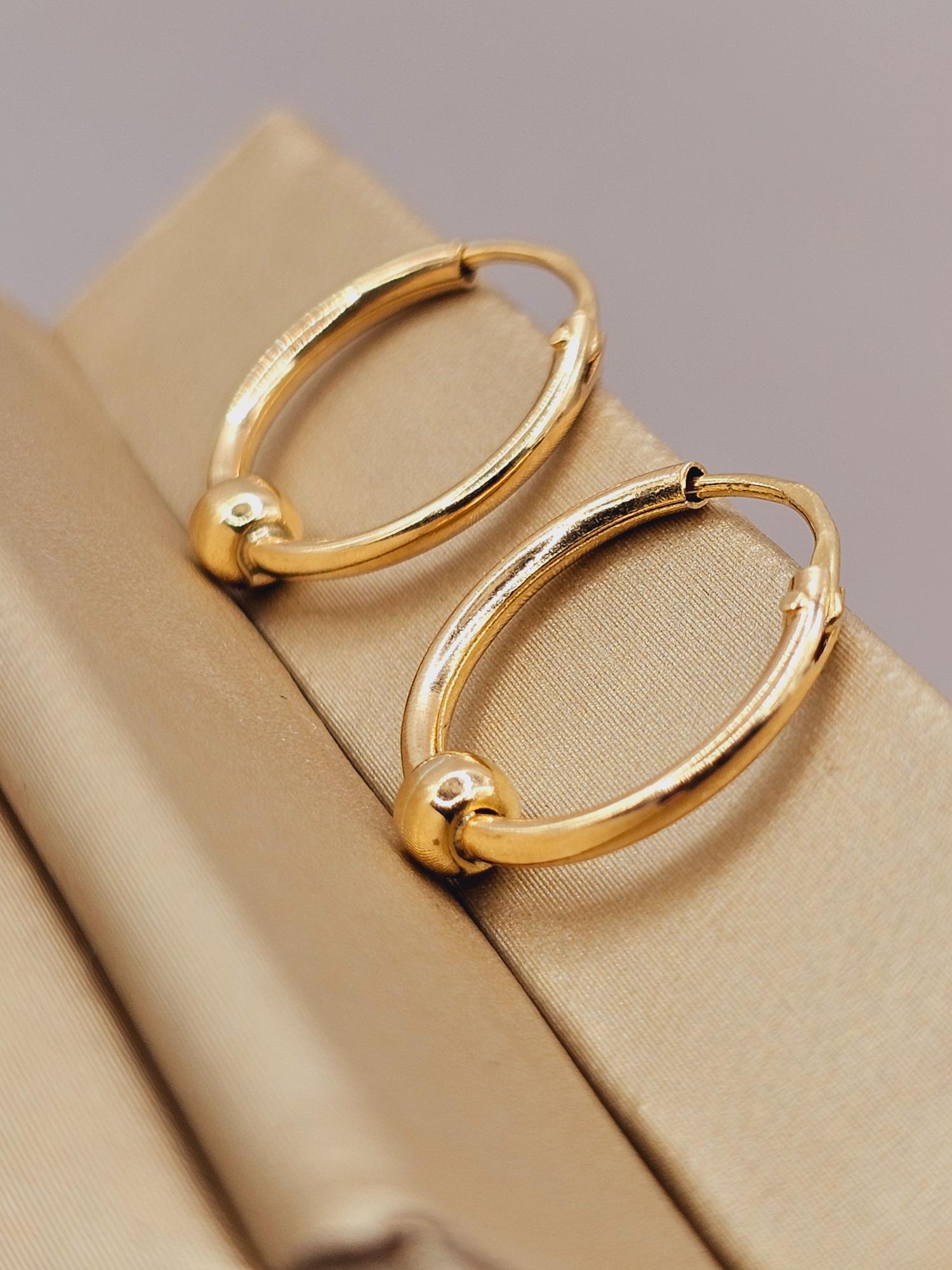 Aros argolla bolita 1.6 cm 1.5 grs Oro 18k 3