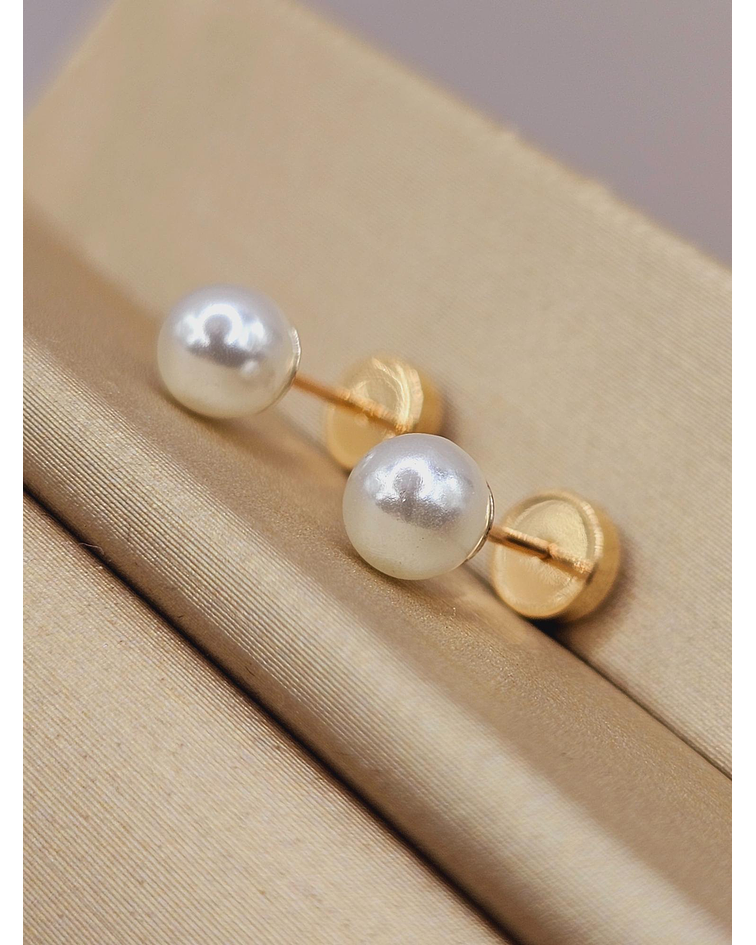 Aros perla 6 mm Oro 14k