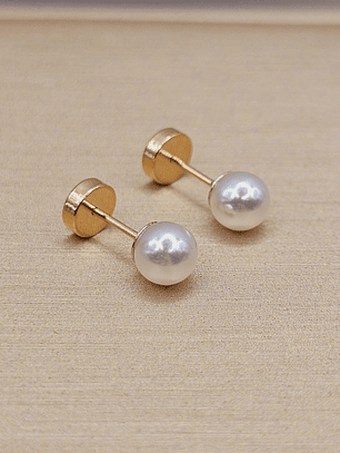 Aros perla 6 mm Oro 14k