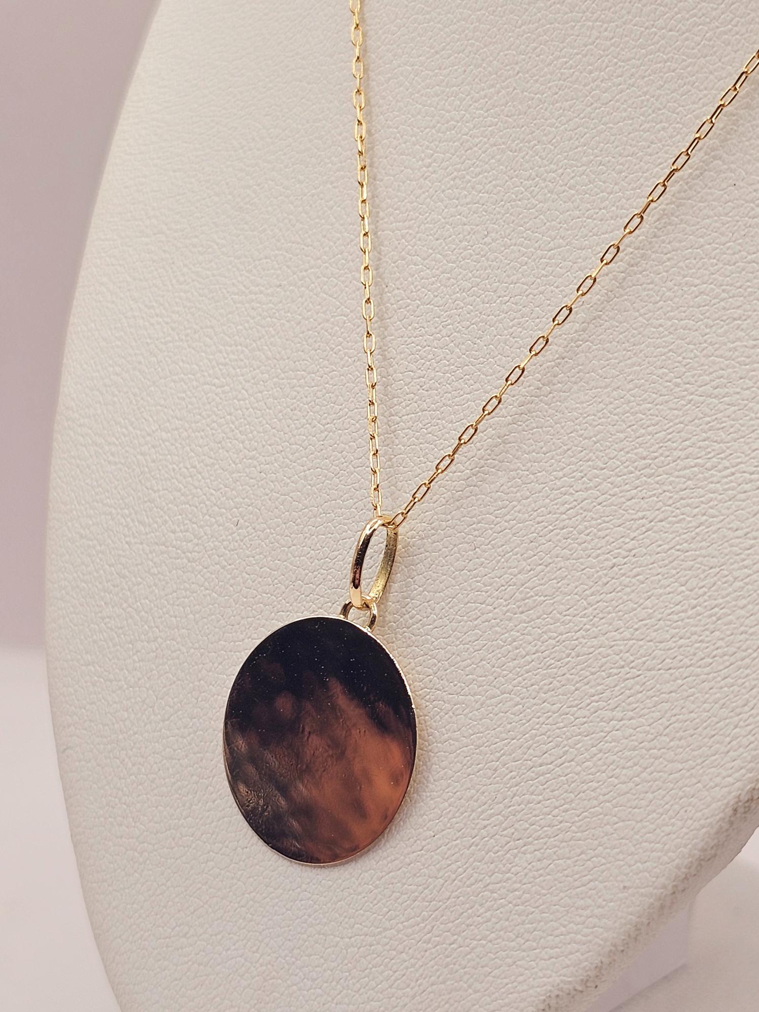 Cadena limada 50 cm y colgante disco 1.8 cm 2.5 grs Oro 18k  4