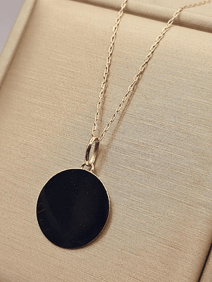 Cadena limada 50 cm y colgante disco 1.8 cm 2.5 grs Oro 18k 