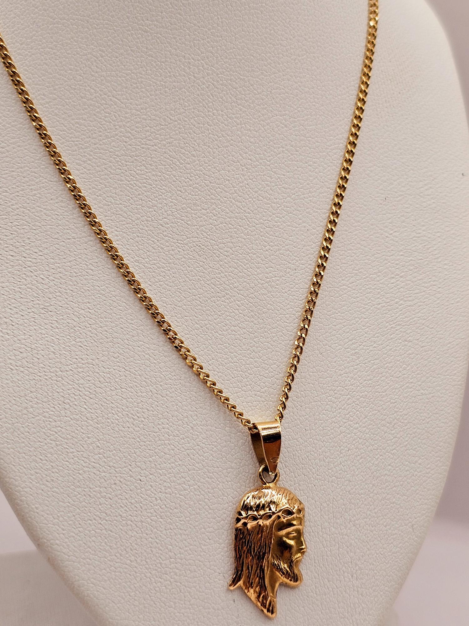 Conjunto cadena grumete 50 cm cristo 2.5 cm 6 grs Oro 18k 2