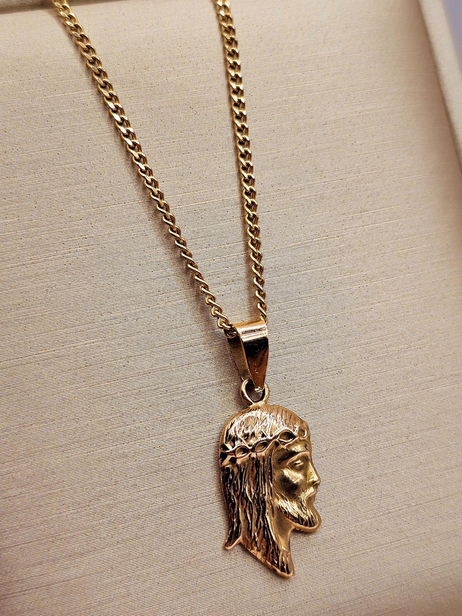 Conjunto cadena grumete 50 cm cristo 2.5 cm 6 grs Oro 18k 1