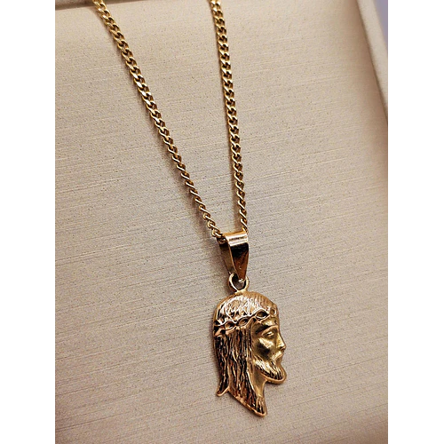 Conjunto cadena grumete 50 cm cristo 2.5 cm 6 grs Oro 18k