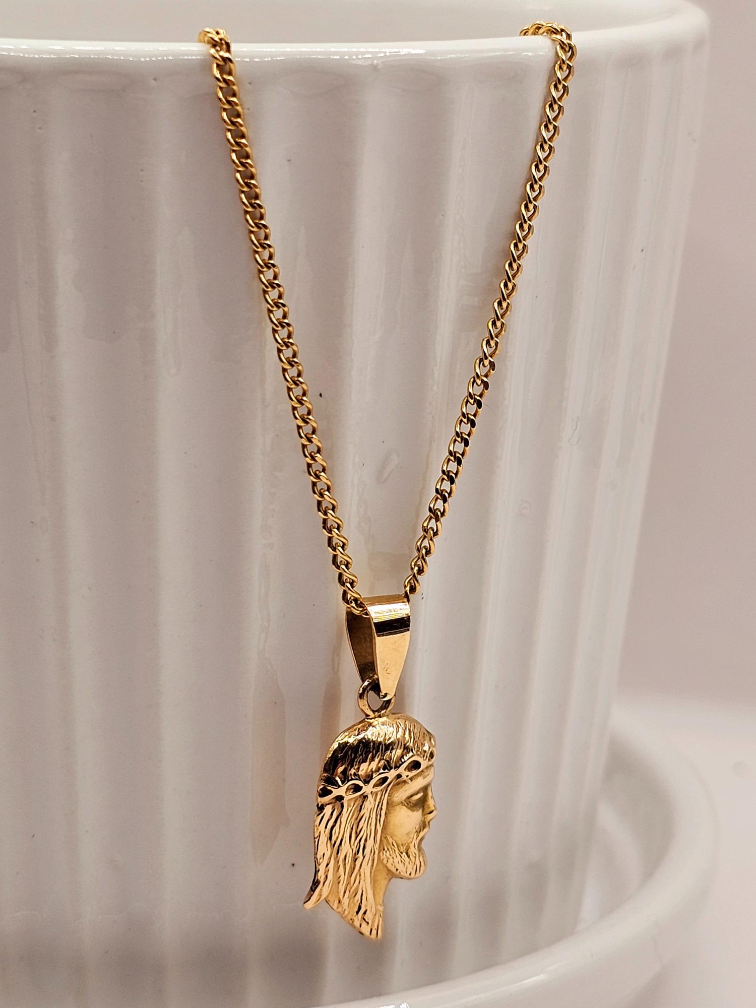 Conjunto cadena grumete 50 cm cristo 2.5 cm 6 grs Oro 18k 5