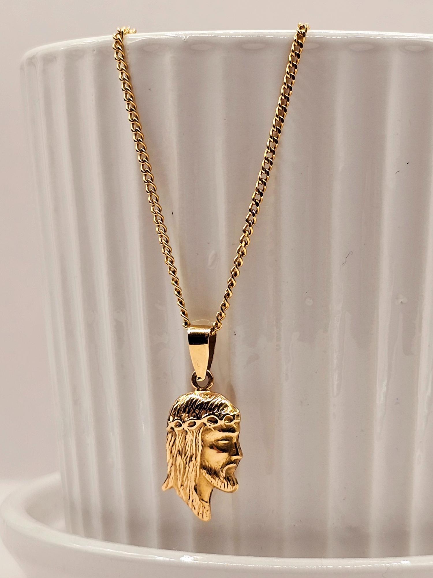 Conjunto cadena grumete 50 cm cristo 2.5 cm 6 grs Oro 18k 6