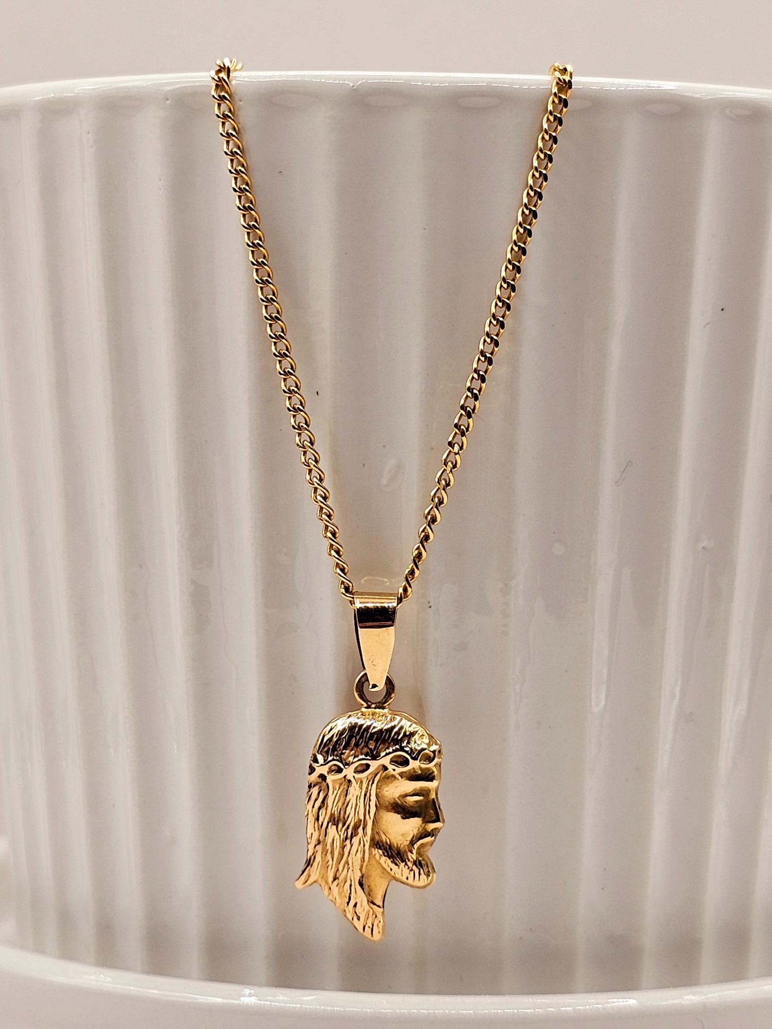 Conjunto cadena grumete 50 cm cristo 2.5 cm 6 grs Oro 18k 7